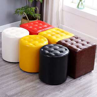 小凳子家用时尚圆凳子创意皮凳沙发凳成人软凳矮凳小板凳实木皮墩