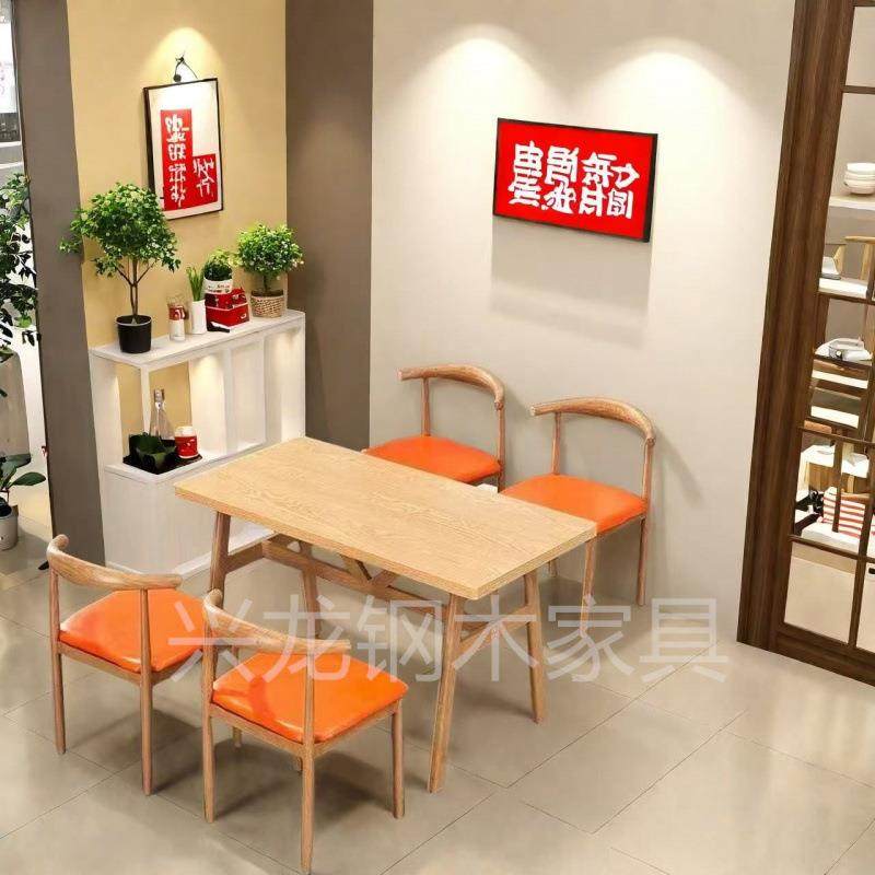 加厚桌腿商用快餐桌椅小吃店早餐双人餐桌面馆甜品奶茶经济简约