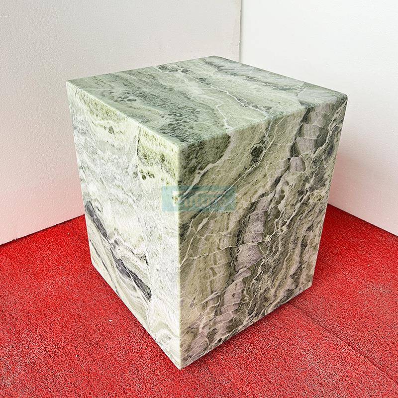 天然大理石翠绿正方形边几现代简约轻奢咖啡桌客厅茶几边几饭台柜