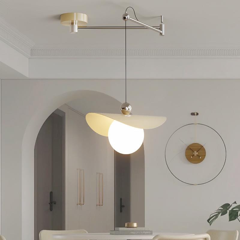 餐厅吊灯可移位移动摇臂2025新款奶油风餐桌极简吧台全光谱吊灯