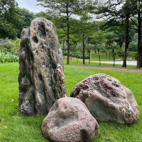 仿真空心石头造景庭院景观石户外庭院园林软装玻璃钢井盖假山摆件