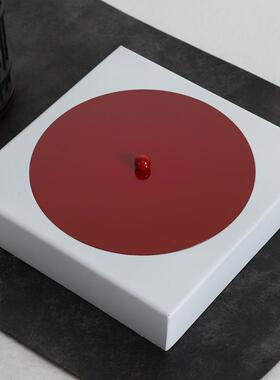 现代新中式金属简约红盖子暗红色装饰盒样板房客厅电视柜桌面摆件