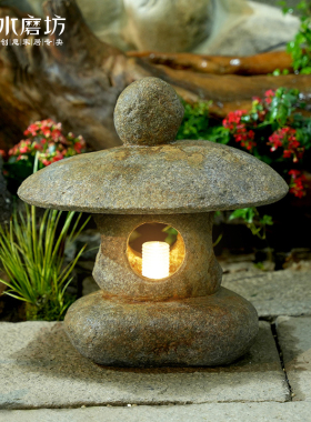 中式仿古庭院灯户外太阳能石y灯笼别墅花园草坪灯造景布置装饰摆