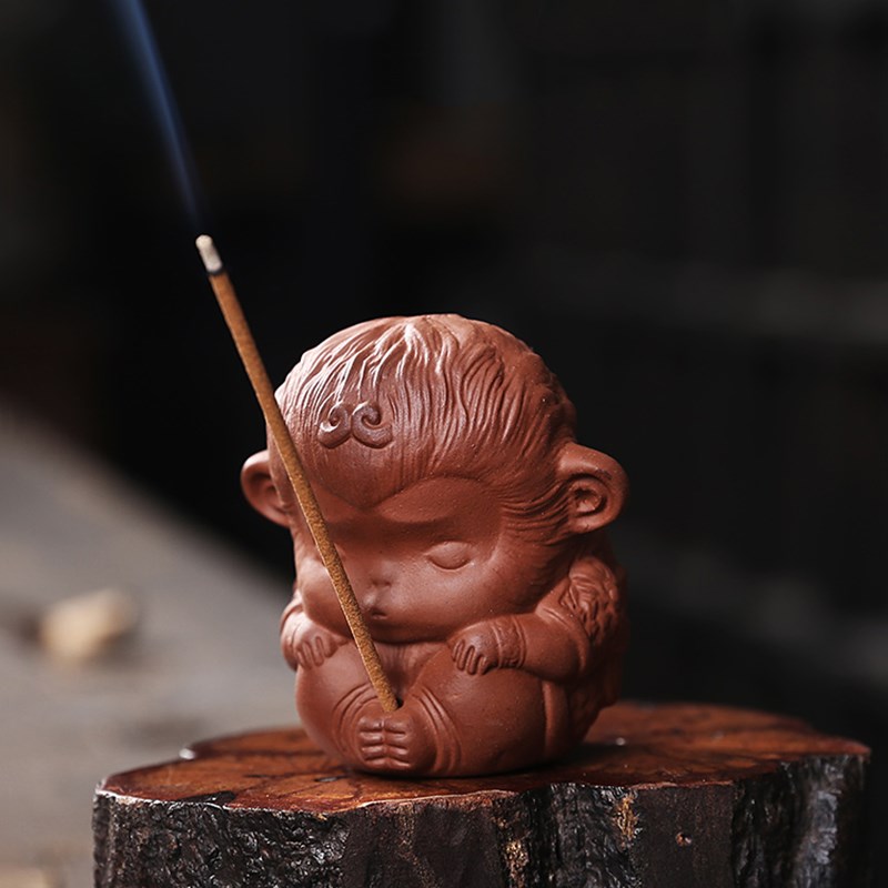 紫砂茶宠小猴子精品可养孙悟u空线 线香香插禅意生肖茶玩茶道茶盘