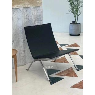 北欧设计师户外休闲椅PK22椅不锈钢单人椅藤编阳台椅简约沙发椅子