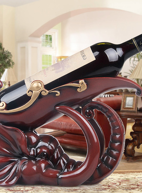 欧式红酒架摆件现代轻奢酒柜w装饰品时尚简约创意葡萄酒托置物架