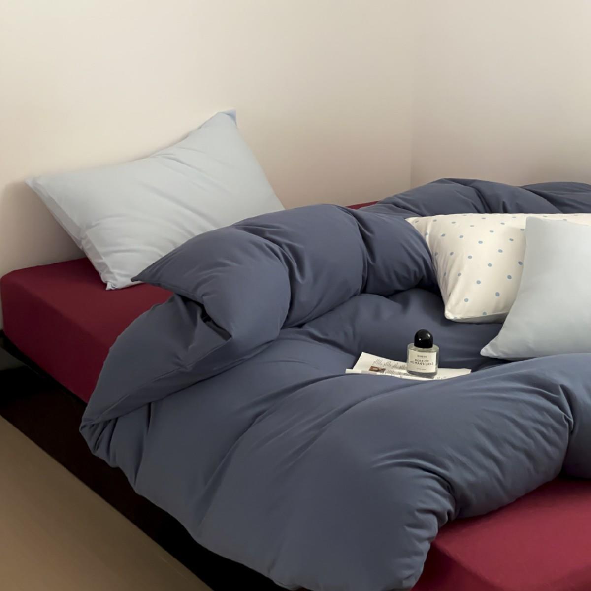 纯色混搭全棉针织棉四件套A类撞色裸睡天竺棉纯棉被套床单床品1.8