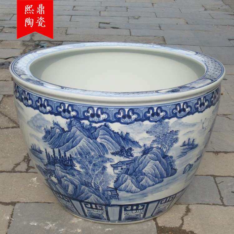 陶瓷工艺品手绘青花山水装饰落地大鱼缸超大锦鲤缸泡澡缸,电子元器件市场,其它元器件,淘宝优惠券,粉丝福利购,淘宝优惠卷