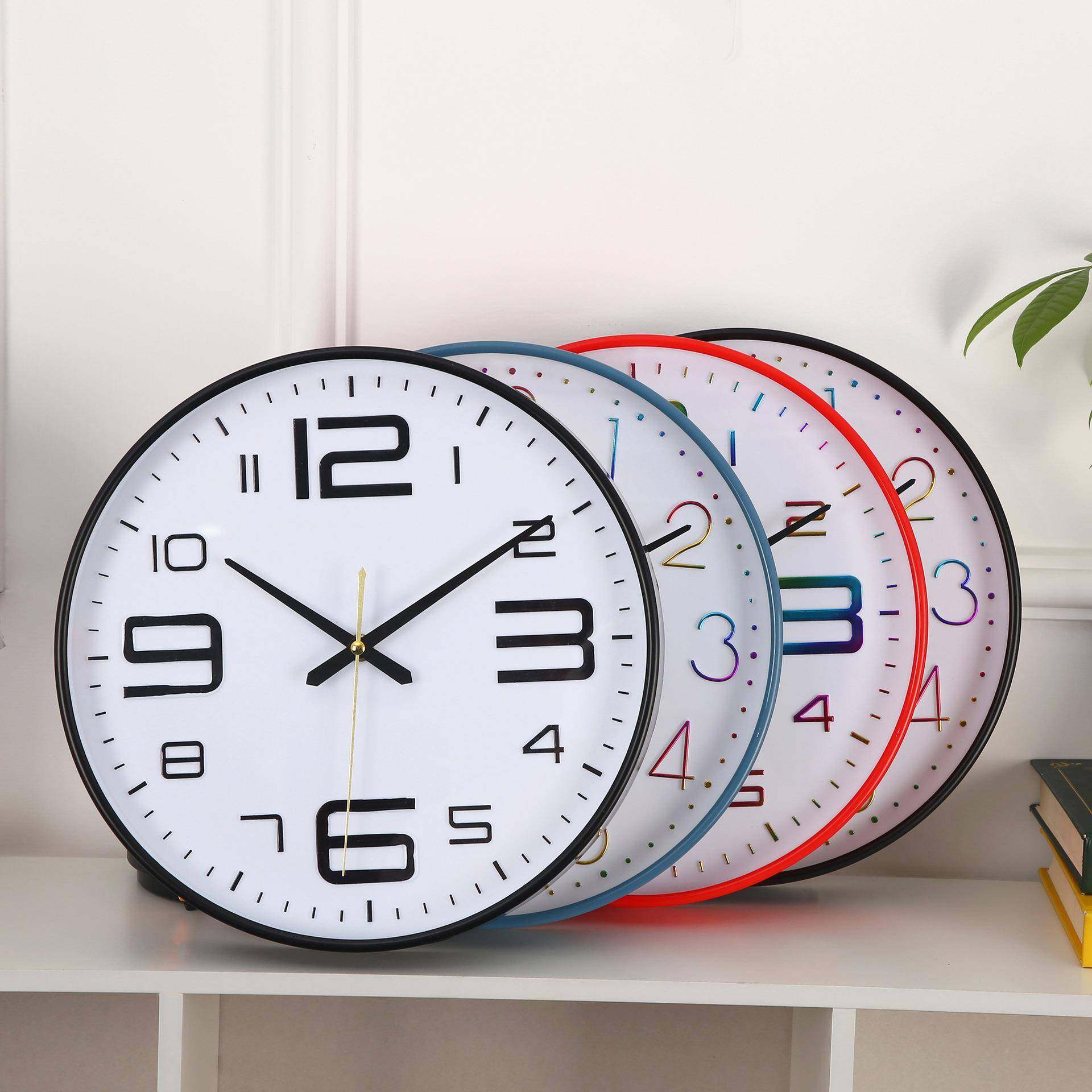 酒店数字装饰简约时钟家用客厅挂钟书房圆形卧室装饰壁挂式钟表