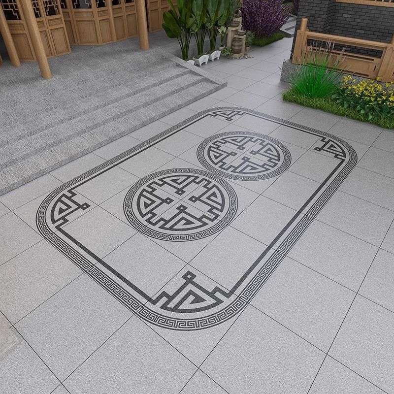 现代中式庭院地铺石拼花地砖别墅花园60x60防滑耐磨石英砖