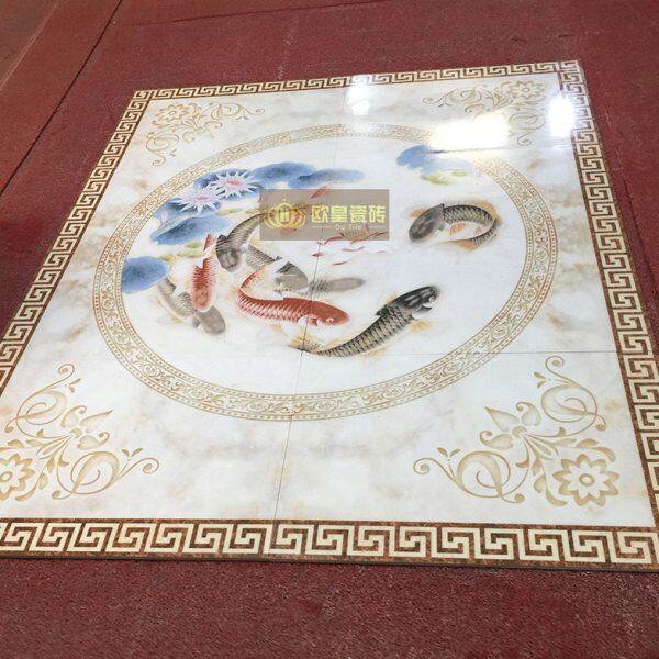 新中式客厅拼花瓷砖800x800大理石地板砖入户玄关图案造型地砖