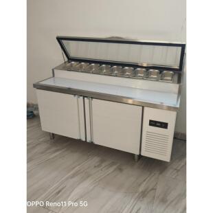 比萨风冷洒水台沙拉水果垂钓操作台开槽工作台冷藏保鲜柜水吧奶茶