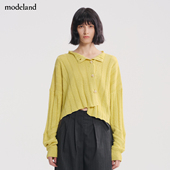 modeland买手店 FLAT不规则纽扣门襟针织开衫 设计师款 MONO