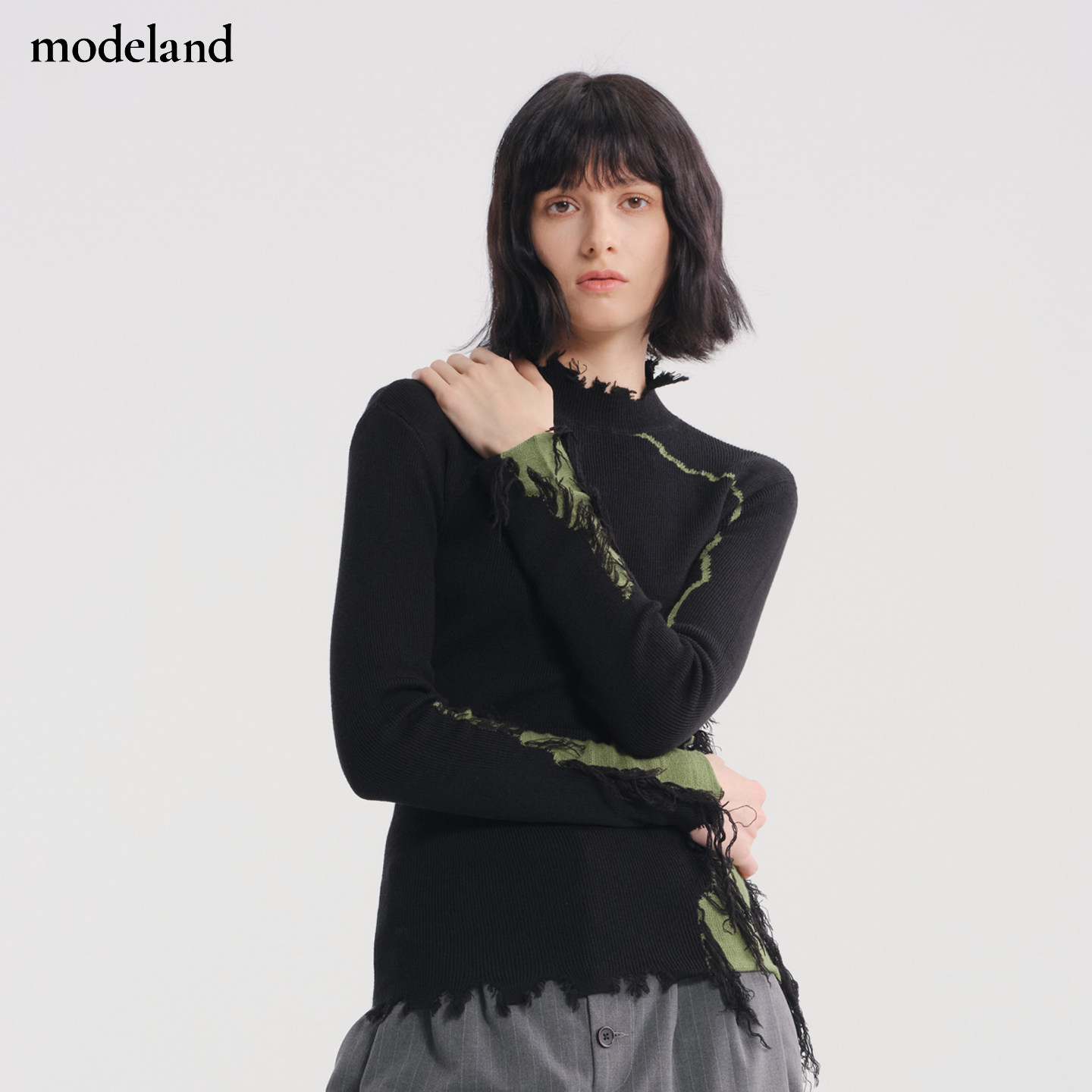 【设计师款】MONO FLAT流苏修身高级针织长袖上衣modeland买手店