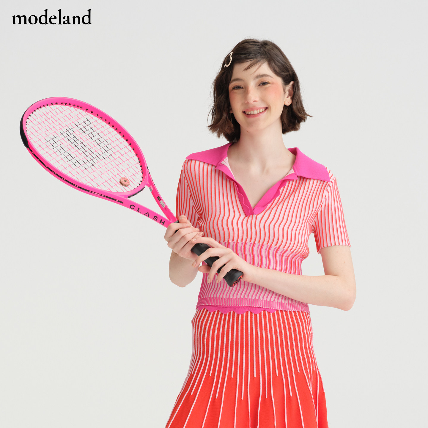 【设计师款】eli.zac针织条纹翻领修身网球上衣modeland买手店