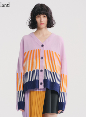 【设计师款】CYNTHIA&XIAO拼接竖纹蝙蝠袖羊毛开衫modeland买手店