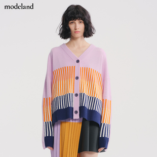 【设计师款】CYNTHIA&XIAO拼接竖纹蝙蝠袖羊毛开衫modeland买手店