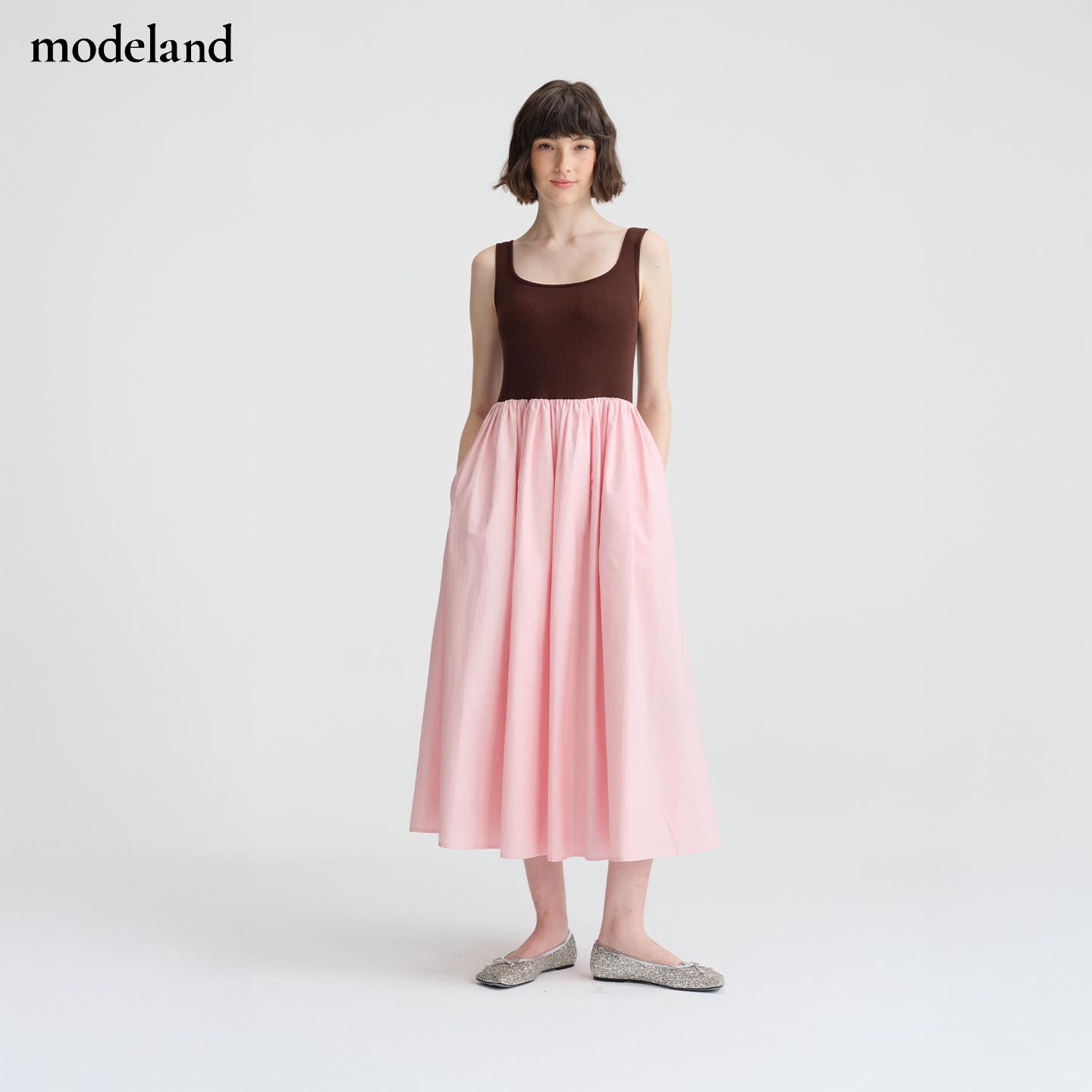 【设计师款】Seedan法式拼接撞色修身露背连衣裙粉modeland买手店