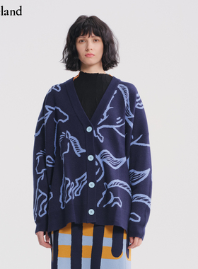 【设计师款】CYNTHIA&XIAO美丽诺羊毛小马图案开衫宽松舒适设计师