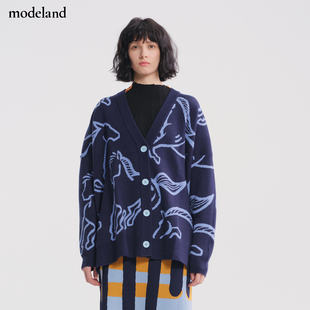 【设计师款】CYNTHIA&XIAO美丽诺羊毛小马图案开衫宽松舒适设计师