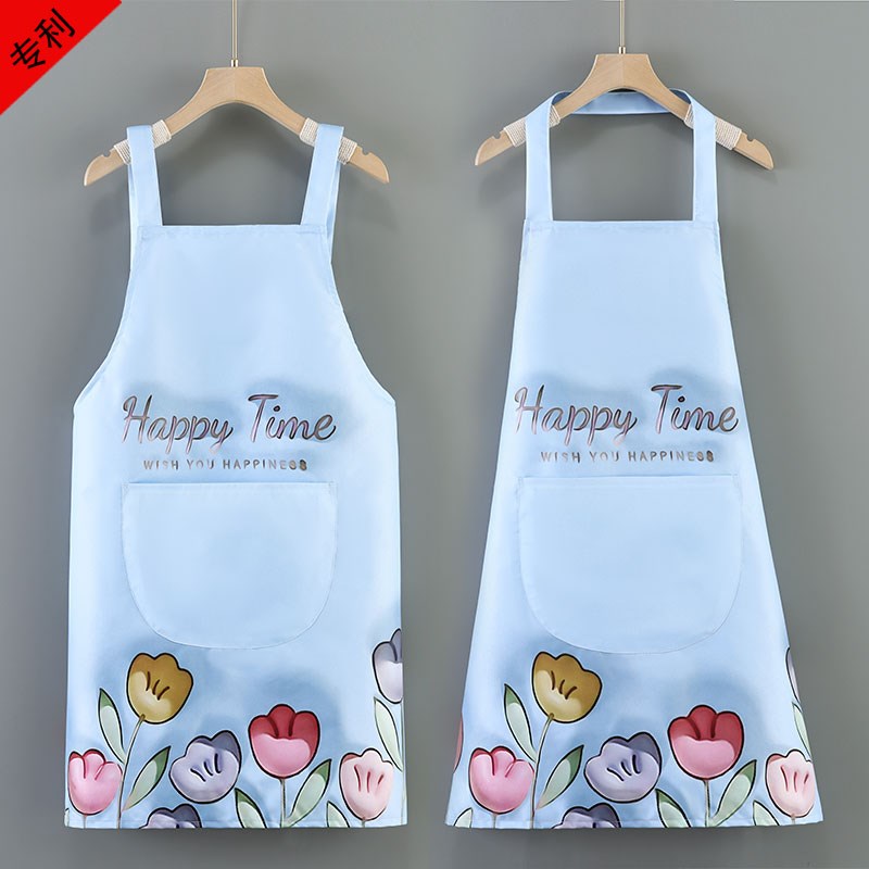 防水防油围裙女2024新款厨房做饭3D立体花围腰工作服T定制logo印