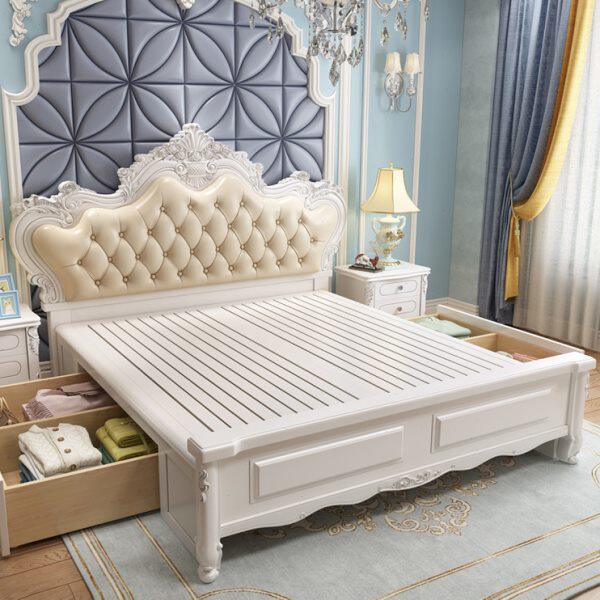 白色奢华欧式实木床主卧床现代简约公主床1.5高档婚床双人床1.8米