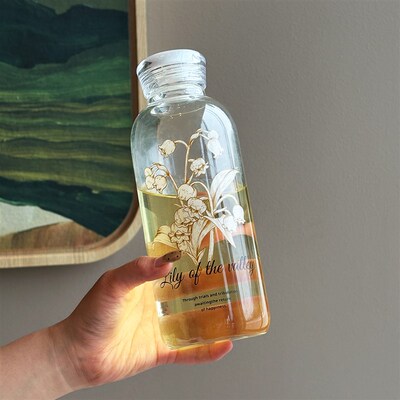 便携刻度玻璃水杯子冷泡瓶冷萃C咖啡杯大容量吸管杯带盖牛奶杯