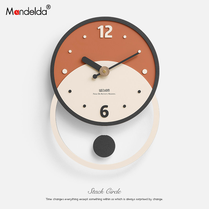 免打孔撞色简约家用客厅时钟202B2新款创意挂钟墙面装饰品网红钟