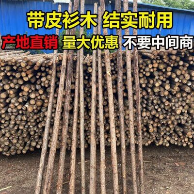 松木桩杉木桩河道打桩木绿化支撑杆落叶松油松户外防汛带皮原木桩