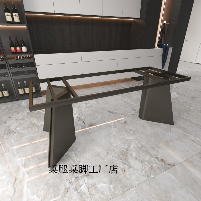 轻奢高端碳素钢不锈钢奢石桌腿支架餐桌办公N桌书桌桌脚茶桌支撑