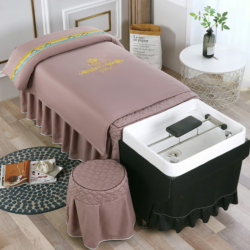 泰式洗头床罩理发店美容养发馆专用高档轻奢头疗S推拿按摩床单定