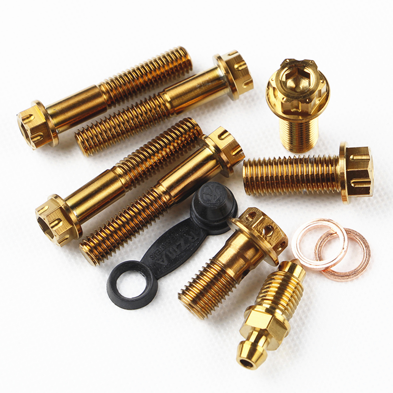 刹车螺钉外内六角不锈钢304大鲍鱼/螃蟹卡钳/油R管螺丝 金色/烧蓝