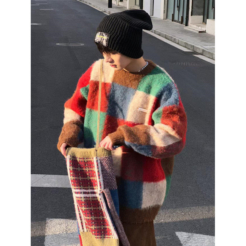 圣诞穿搭红色毛衣男款冬季韩系内搭打底衫慵懒风费尔岛针织衫上衣