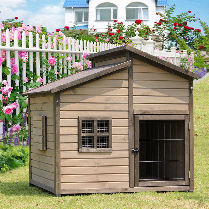 双顶室户外防腐实木狗屋狗窝犬舍防雨金毛狗笼狗房T子别墅超大型