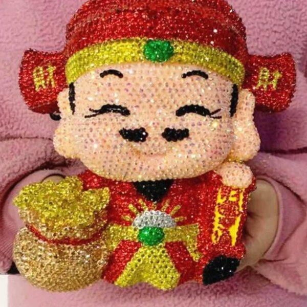 DIY旺财佛像开业礼品钻贴风水财神爷摆件客厅家用财神店铺存钱罐