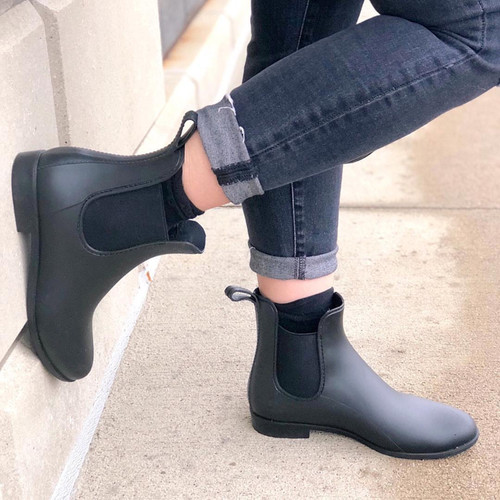 超值闭眼入出口时尚切p尔西短款雨靴防水防滑黑色外穿雨鞋大码水