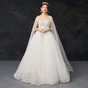 纱超仙梦幻小个子拖尾结婚礼服星空主婚纱披肩可拆卸新款 新娘2020