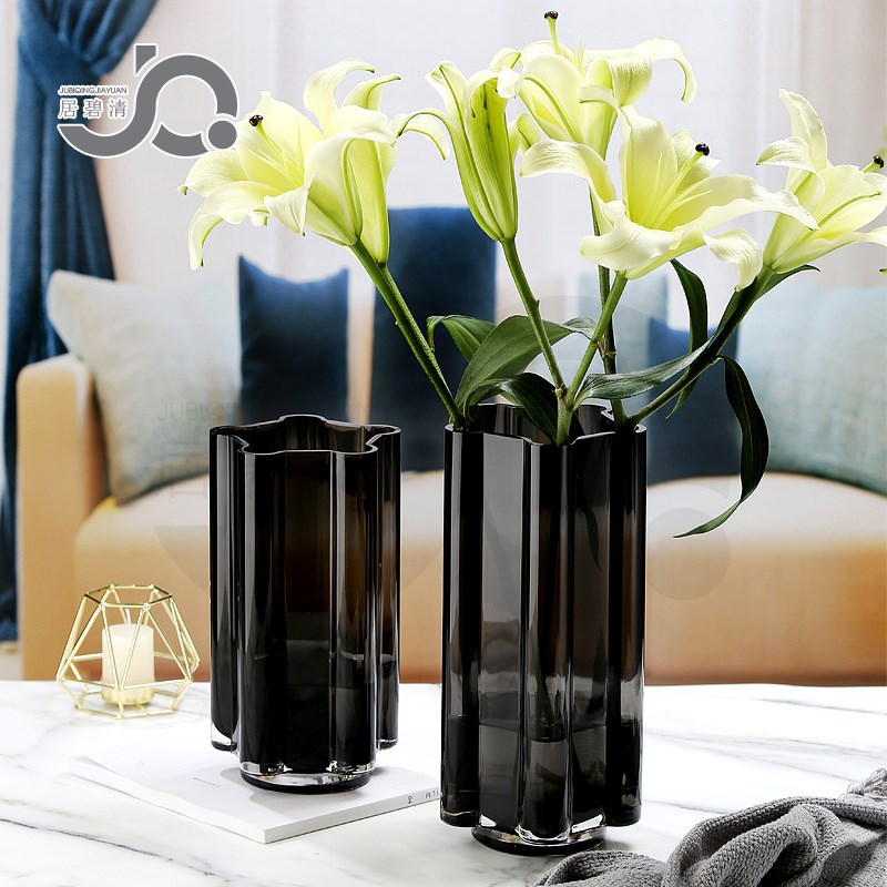 现代简约玻璃花瓶l鲜花百合玫瑰水培富贵竹桌面摆件花器软装家居
