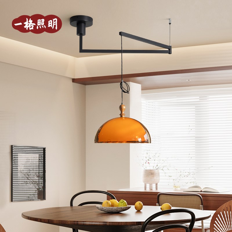 法式中古风摇臂餐厅吊灯可位移日式复古餐桌吊灯20T25年新款餐厅
