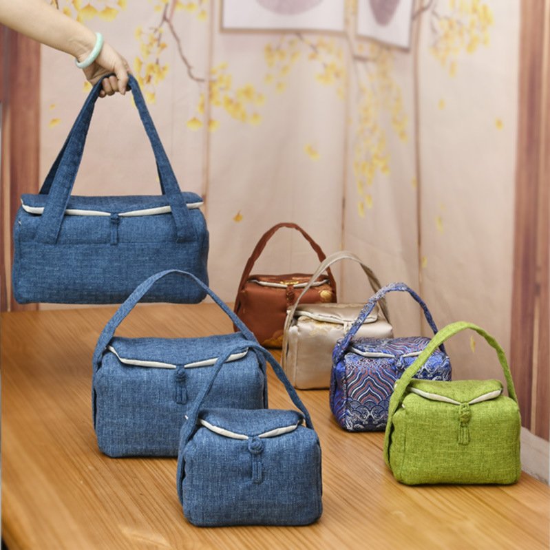 旅行茶具收纳包中式手提便携车载户外加厚茶壶茶杯布自.由移动袋