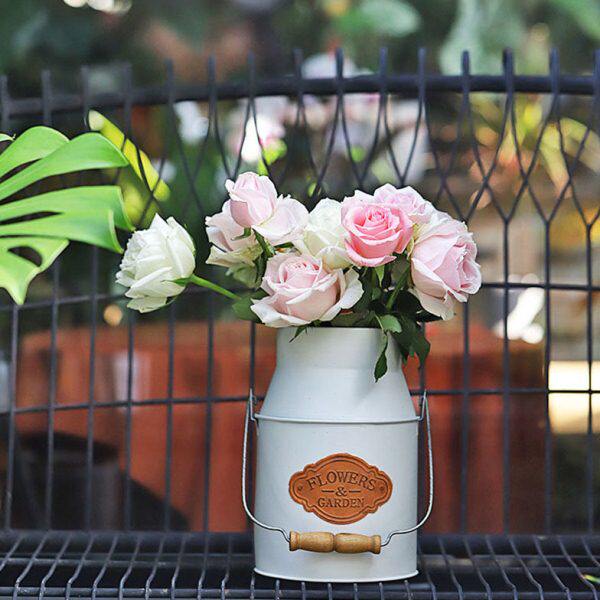 特惠！ 法式田园手造马口铁牛奶罐形花器花瓶糖果罐复古储物罐