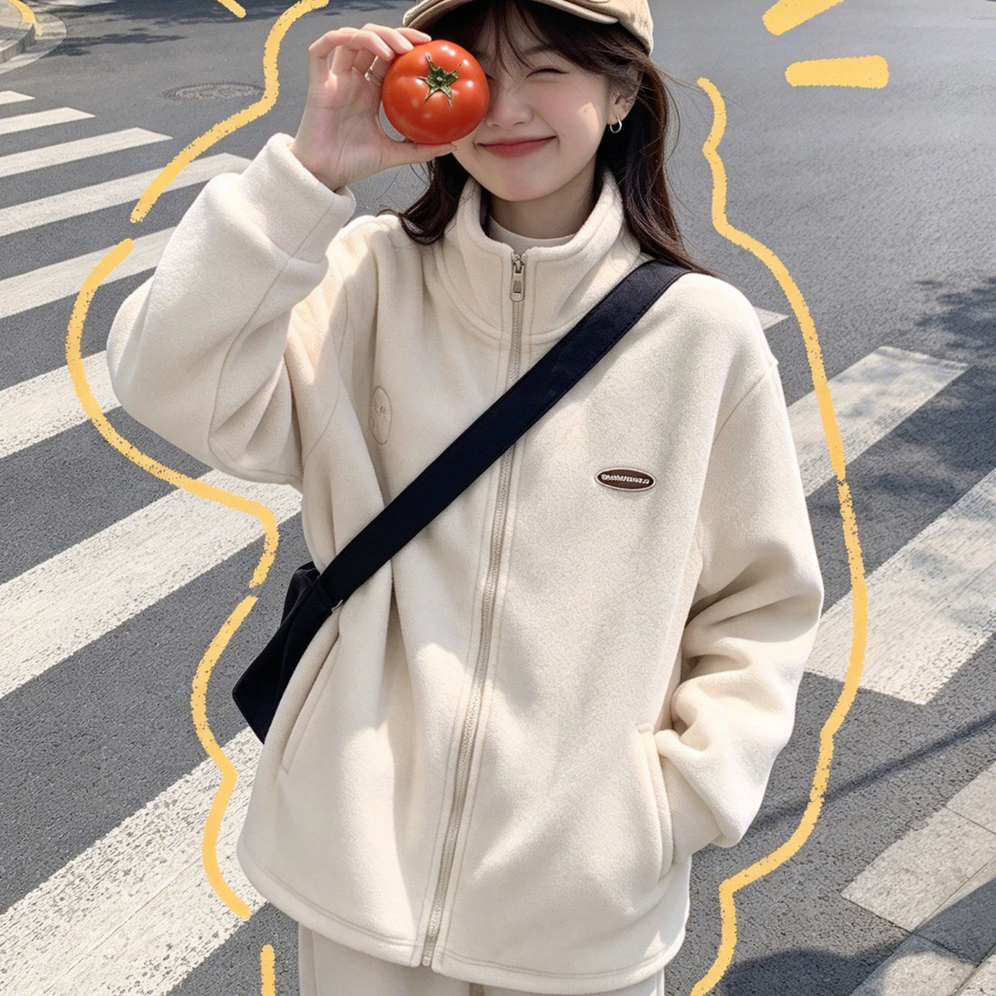 秋冬季抓绒冲锋衣内胆摇粒绒卫衣女加厚保暖羊羔毛毛呢外套上衣