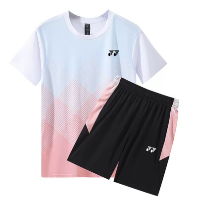 yy新款羽毛球服套装男女款速干透气短袖运动服比赛训练服定制团购