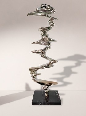 抽象飘带雕塑落地摆件售楼部酒店大堂客L厅玄关玻璃钢装饰品轻奢