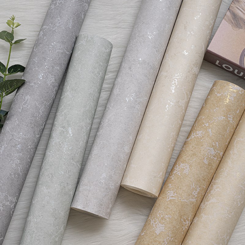 新中式3D素色冰裂纹浮雕墙纸卧室客厅书房N酒店工业风斑驳暗纹壁