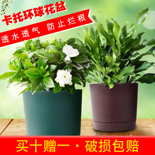 环球安东尼直筒树脂花盆室内阳台环保塑料圆形大花盆卡托环球花盆