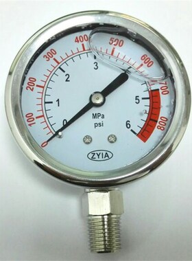 油压压力表 防震振表 zyia 0-6mpa~800psi 直径61mm ZG1/4 13