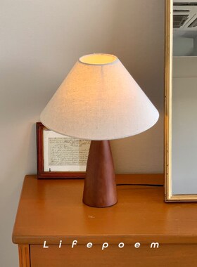 Lifepoem实木复古台灯新中式侘寂风卧室床头Vintage禅意氛围灯