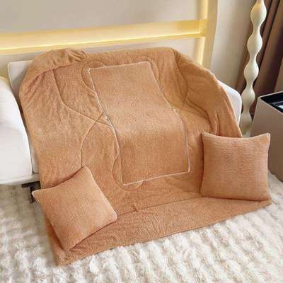 美丽绒纯色抱枕被厚款加大加厚靠垫被高档轻奢抱枕被子两用秋冬季