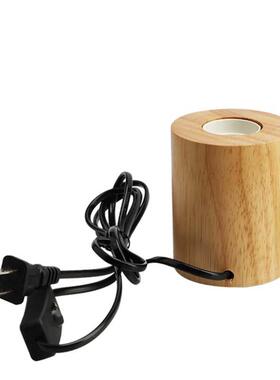 实木台灯灯座 创意E27螺口陶瓷实木带开关灯口灯座灯头LED简易台